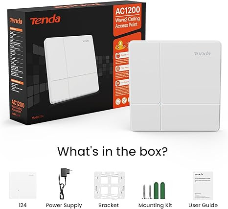 Tenda AC1200 WiFi Access Point | Dual-Band Gigabit Wireless Access Point for Business and Home | Covers Up to 3200 sq.ft, 100+ Devices | DC/PoE Powered | Cloud Managed | Seamless Roaming | IP65 (i24)