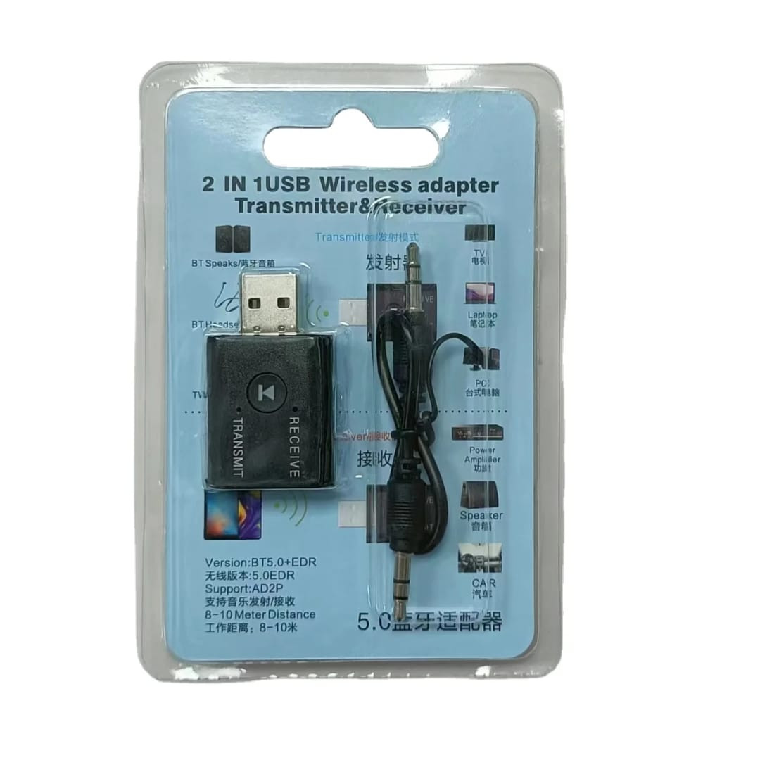 Adaptateur CLE Bluetooth de Sans Fil 5.0- 2 En 1 USB- Noir