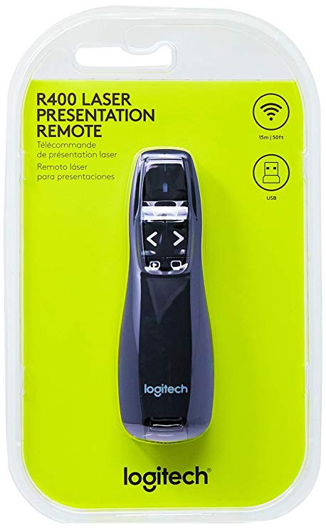 Logitech R400 Télécommande de Présentation sans Fil, 2,4 GHz/Récepteur USB