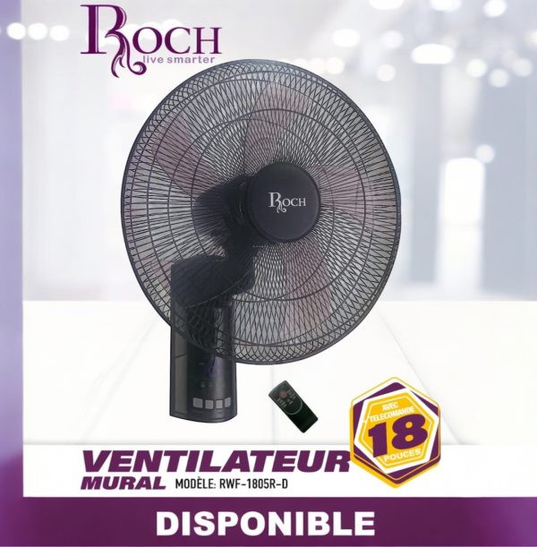 VENTILATEUR ROCH MURAL 18POUCES AVEC TELECOMMANDE RWF-1805R-D