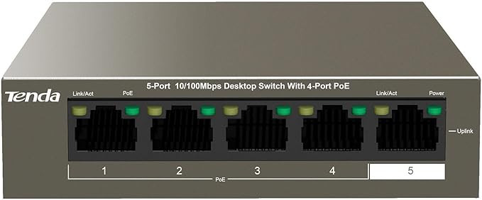 SWITCH TENDA TEF1105P 5 PORT 10/1000 MBPS DESKTOP SWITCH 4PORTS POE 4 63W