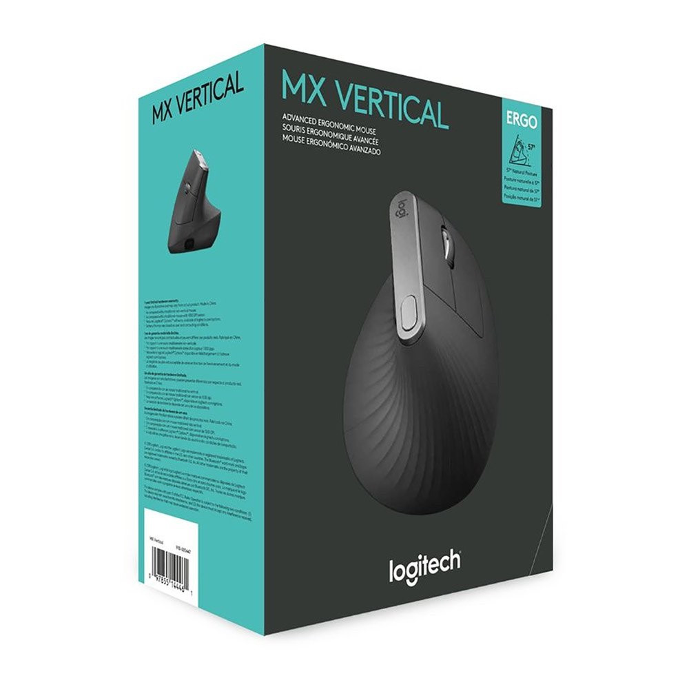 Logitech MX Vertical Souris sans Fil Ergonomique, Multi-Dispositifs, Bluetooth ou 2,4 GHz avec Récepteur USB Unifying, Suivi Optique 4000 PPP