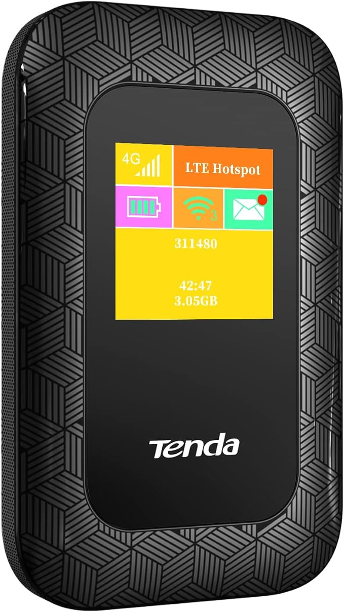 Tenda 4G Mobile Hotspot, 4G LTE Cat4 150Mbps MiFi, routeur 4G, charge d'interface USB | Batterie 2100 mAh, aucune configuration requise (4G185),