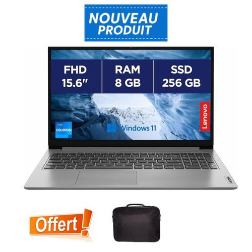 Lenovo IdeaPad 1 - 8Go Ram 256Go SSD Dual Core Ecran 15.6" + Sac