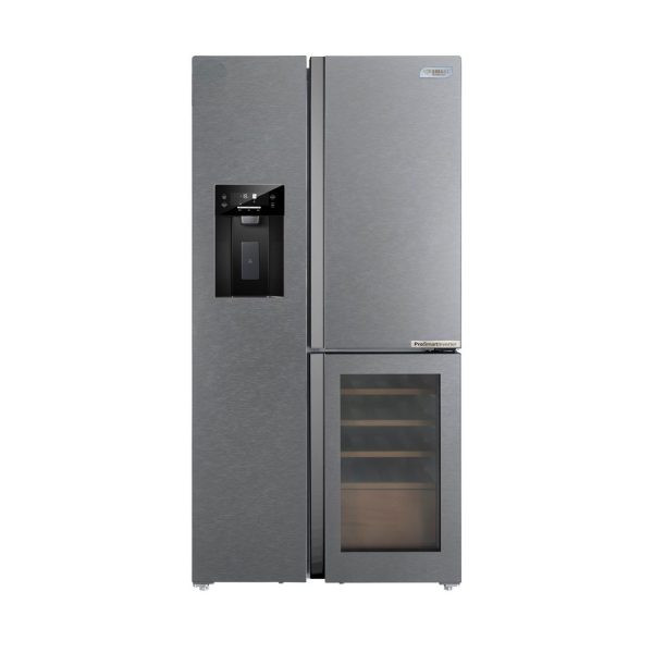 REFRIGERATEUR SMART TECHNOLOGY SIDE BY SIDE 3PORTES DIST D’EAU ET GLACON 548L GRIS STR-5821S