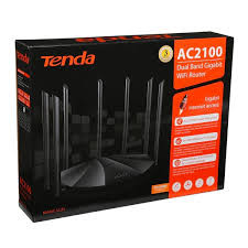 Tenda Routeur WiFi intelligent AC23 AC2100 – Double bande Gigabit sans fil (jusqu'à 2033 Mbps), couverture de 1400 m² pour grande maison, contrôle parental, MU-MIMO 4 x 4, antennes externes 7 x 6 dBi,