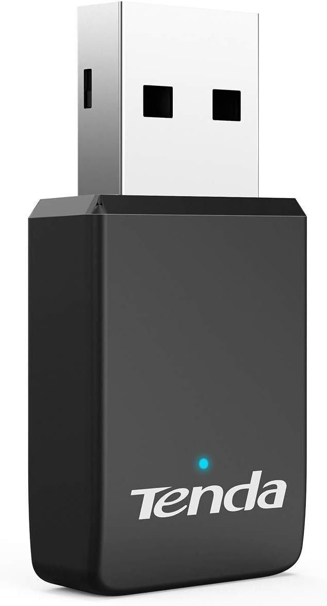 Tenda U9 Clé Wi-Fi AC650 Adaptateur USB Wi-Fi double bande (5 GHz : 433 Mbit/s + 2,4 GHz : 200 Mbit/s), LED, USB 2.0, prend en charge Windows
